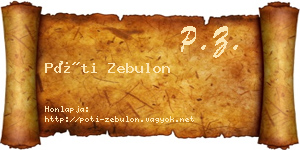 Póti Zebulon névjegykártya